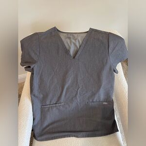 FIGS gray deep V scrub top two pockets.